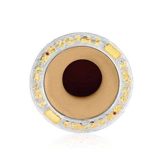 Cuia Grande de Chimarrao com Bocal em Prata e Ouro 05L
